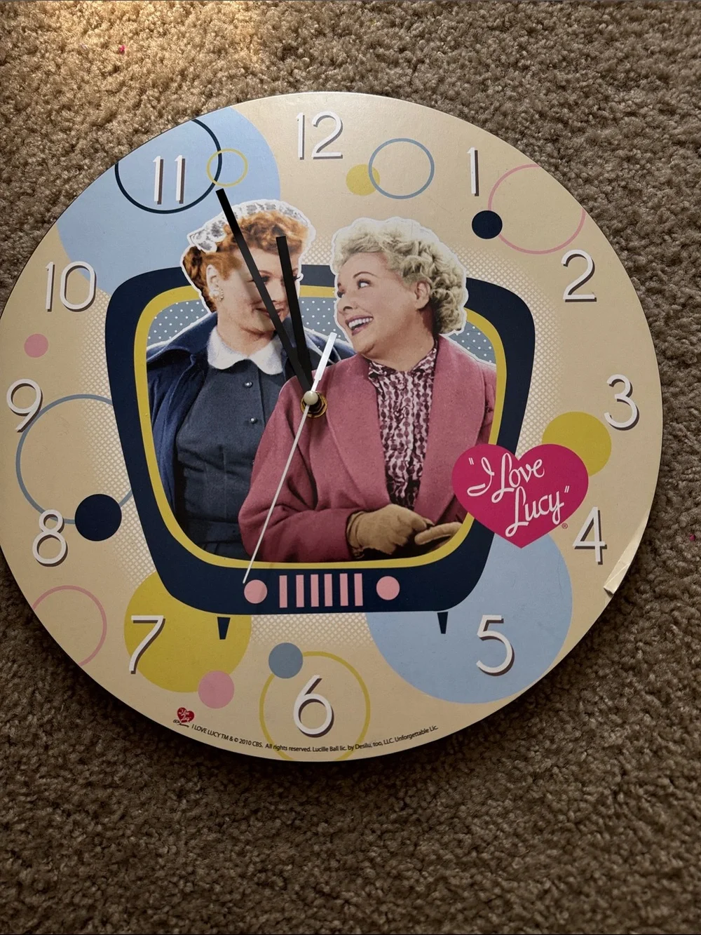 I Love Lucy Retro TV Wall Clock - approx 10”